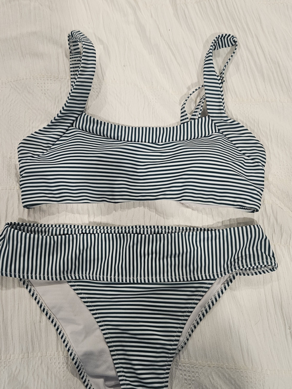 Beachsissi Striped Green & White Bikini Set